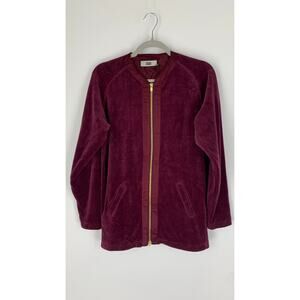 KITH x Bergdorf Goodman Liddi Velour Baseball Jersey Zip Jacket Burgundy Mens XS